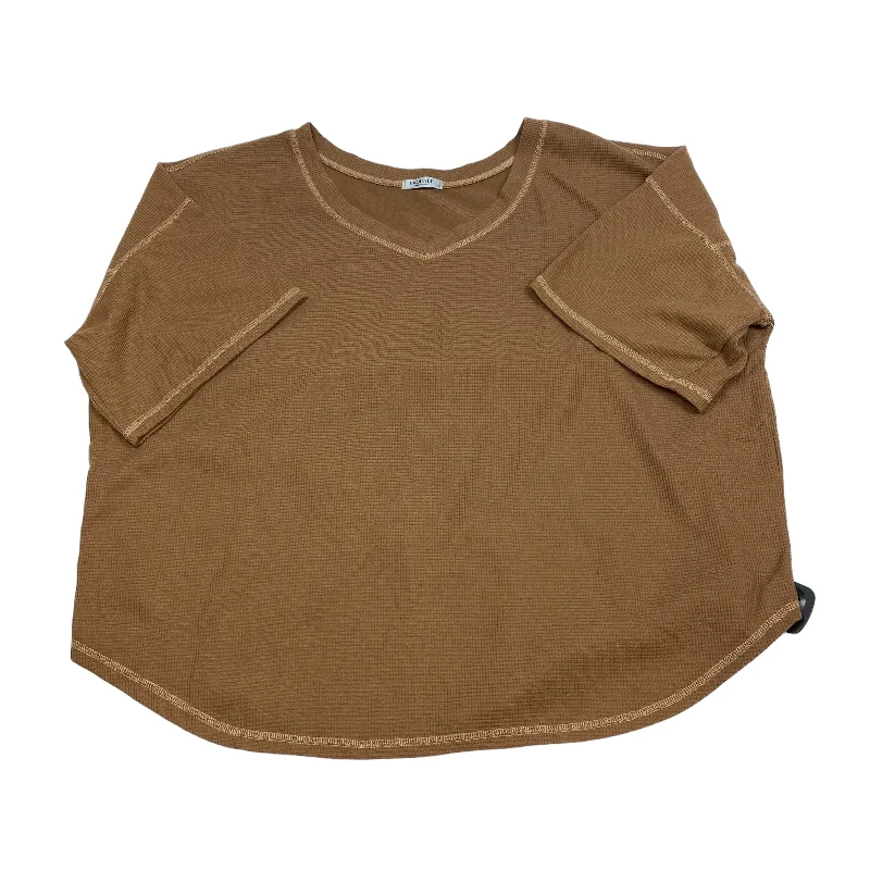 Brown Top Short Sleeve Clothes Mentor, Size Xxl