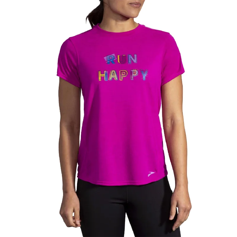 Distance Graphic Short Sleeve Tee In Heather Magenta/run Happy