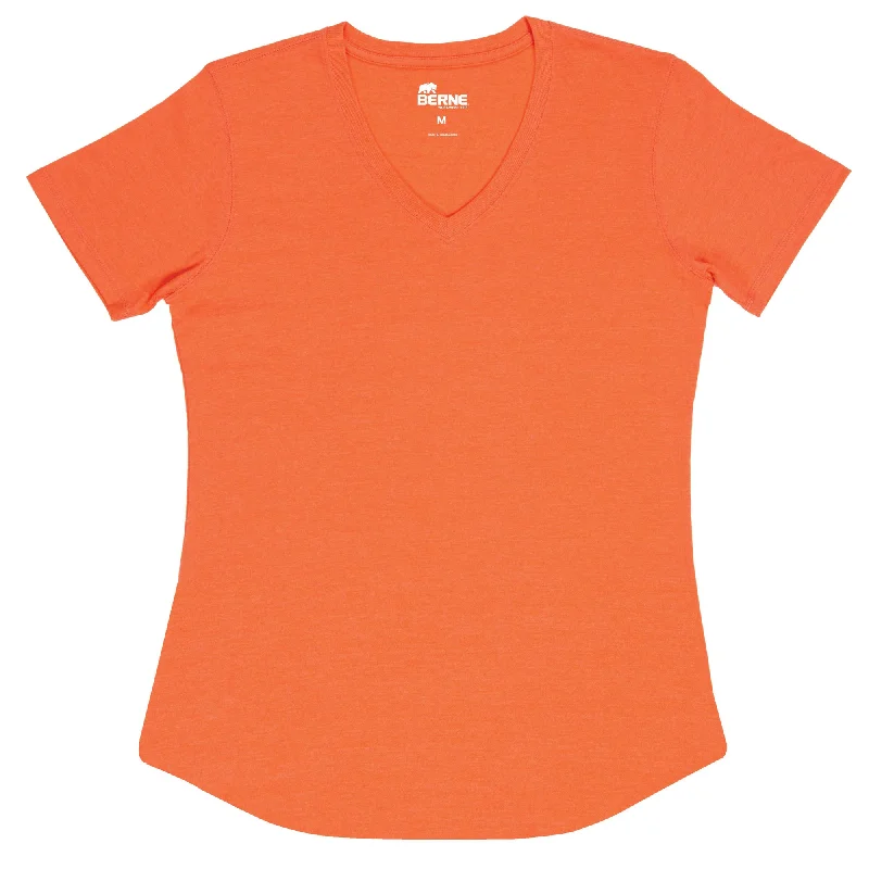 Berne Coral Cotton Blend Ladies Lightweight Performance V-Neck S/S