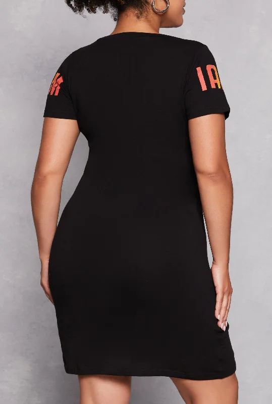 Plus Size I Am Graphic T Shirt Dress