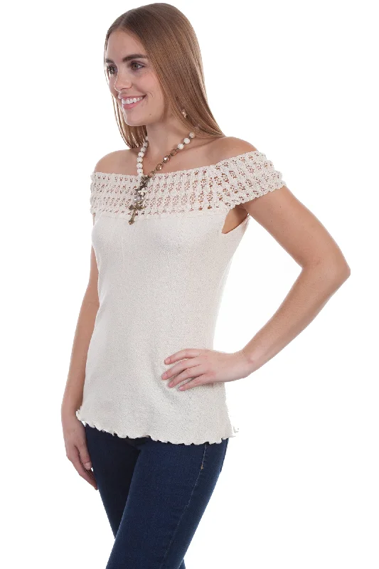 Scully Womens Natural 100% Cotton Crochet S/S Tunic