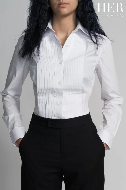 Standard Collar, Pleated Front Tuxedo Dress Shirt