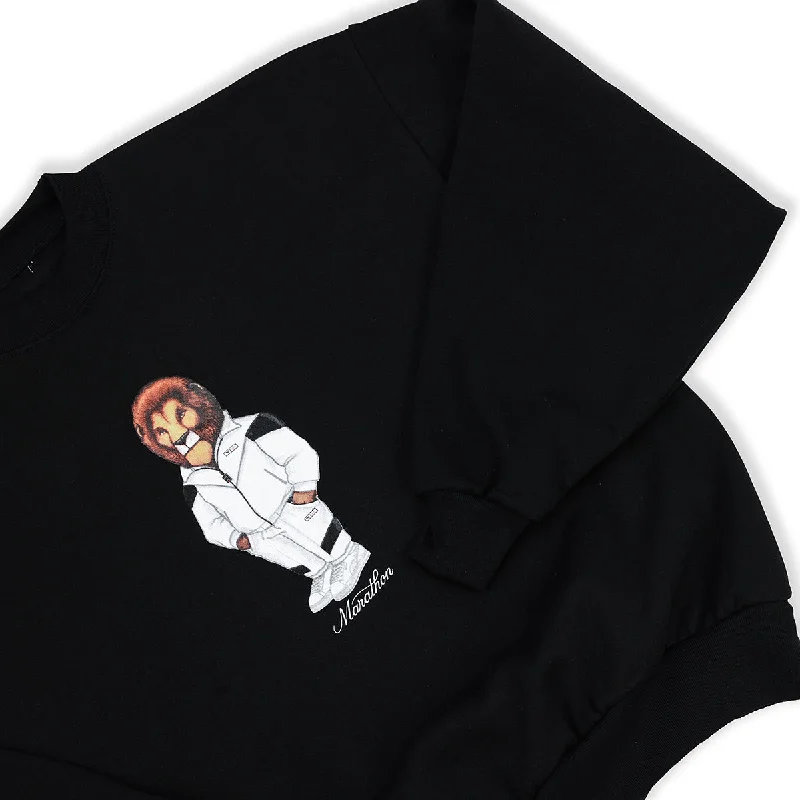 Leo The Marathon Lion (Tracksuit) Crewneck - Black