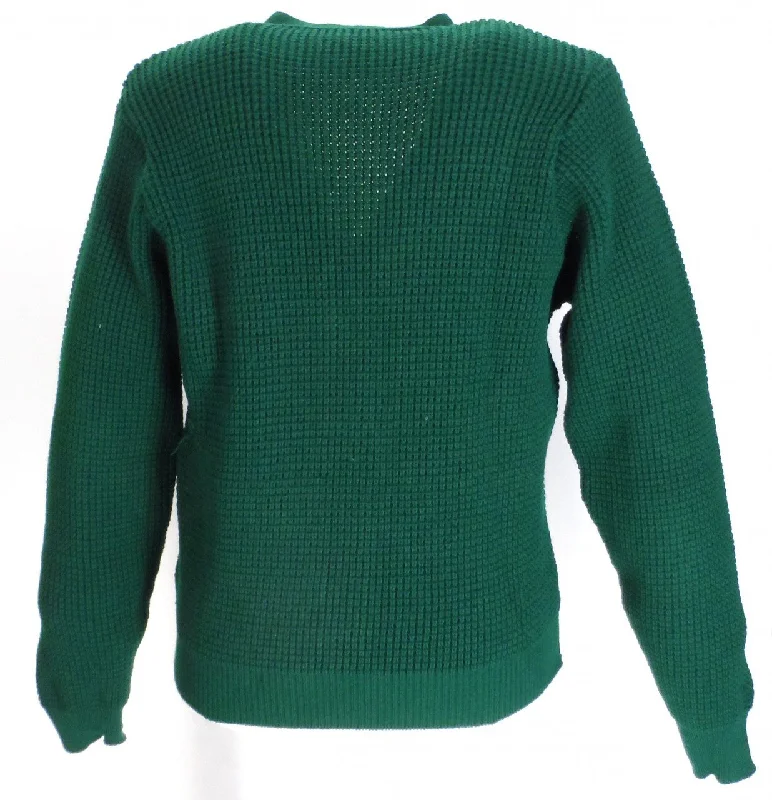 Relco Classic Retro Waffle Knit Dark Green Cardigan