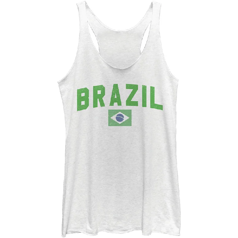 Brazil Flag - Heather - Racerback Womens Tank