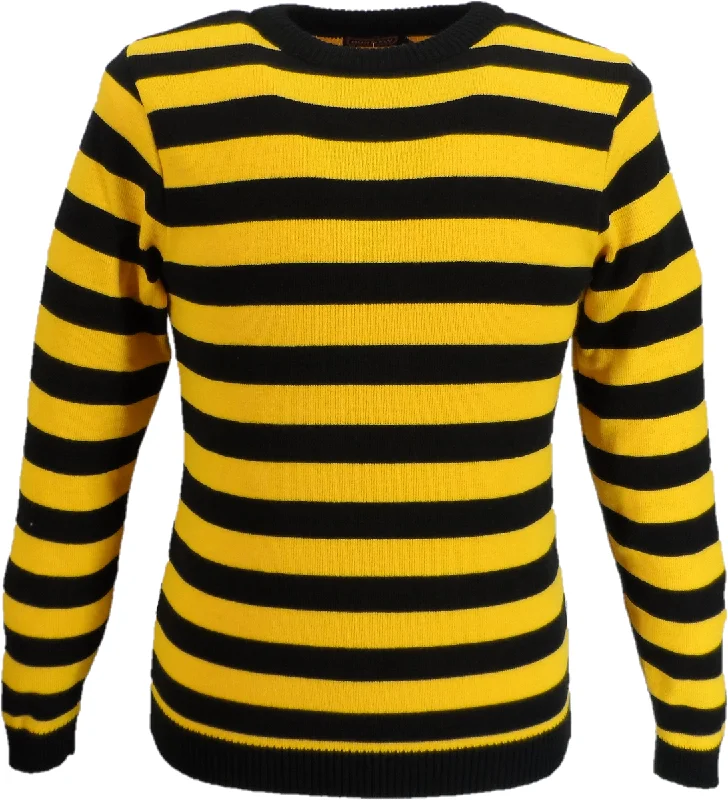 Men's Black and Gold Retro Striped Jumper