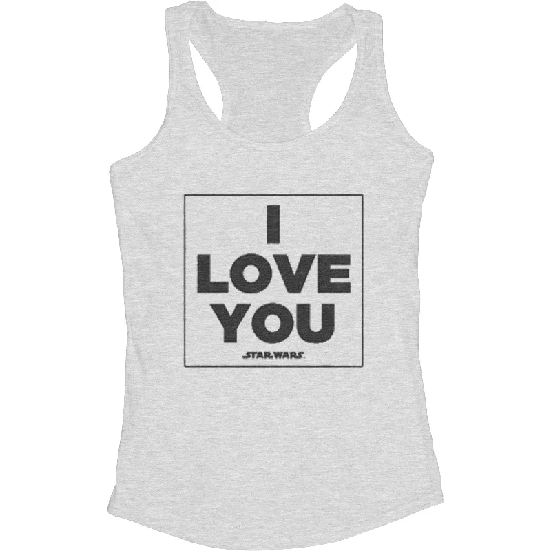 I Love You - Heather - Racerback Womens Tank