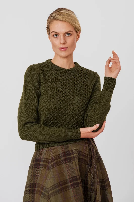 Elaine Pullover, Merino Wool, Moss Green