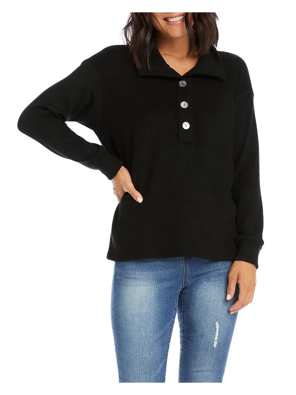 Womens Henley Hi-Low Pullover Sweater