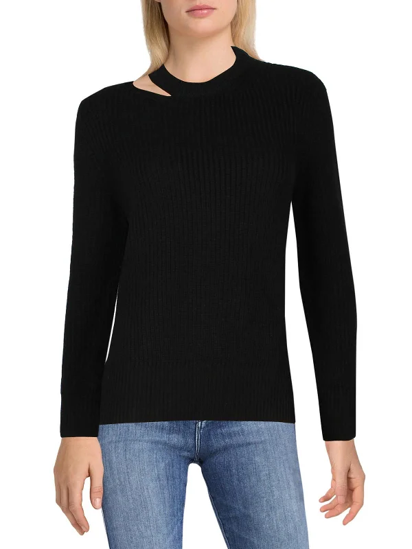 Womens Merino Wool Cut-Out Pullover Sweater