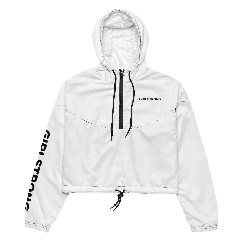 GIRLFRIEND PULLOVER CROP WINDBREAKER WHITE GIRLSTRONG