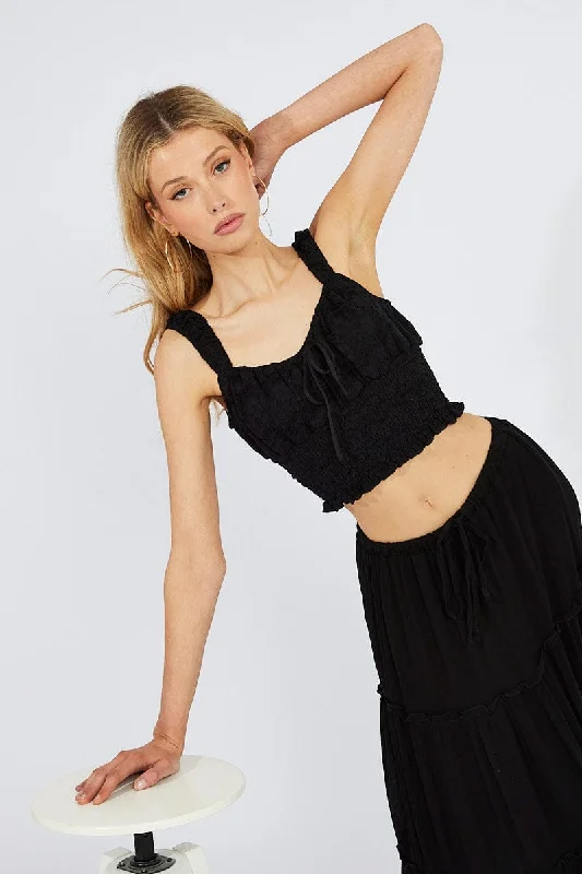 Black Lace Top Crop Sleeveless