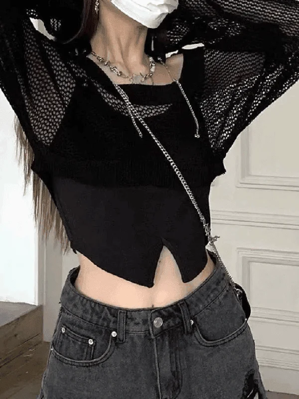 Cover Up Open Knit Crop Top