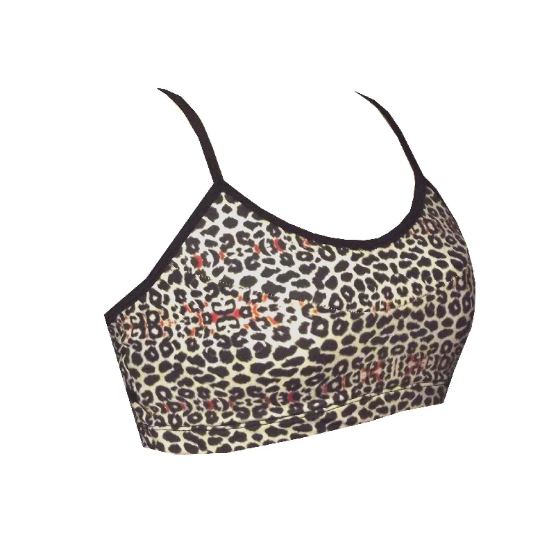 Leopard Print Sports Crop Top featuring cutout racerback BK140Leop