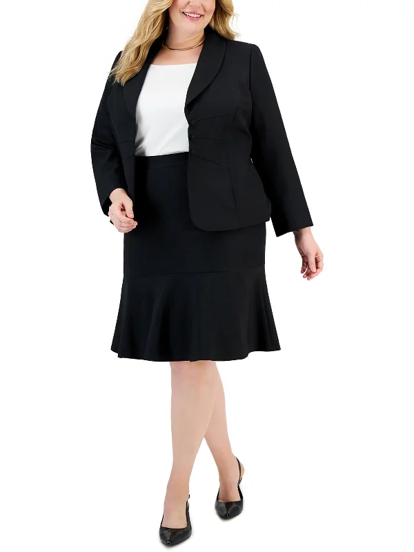 Plus Womens Office Business Double-Breasted Blazer