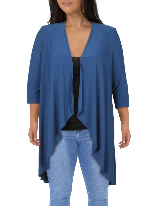 Womens Solid Polyester Duster Blazer